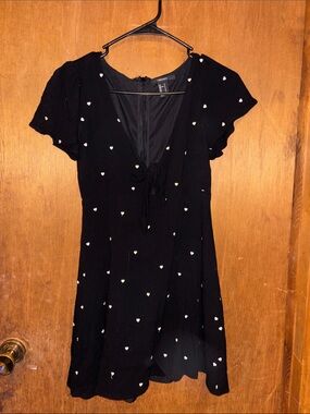 Black Heart-Print Tie-Front Mini Dress - Women